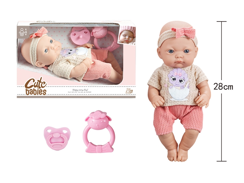 11寸全搪初生婴儿，带奶嘴，摇铃，无IC，无功能 - HP1251596