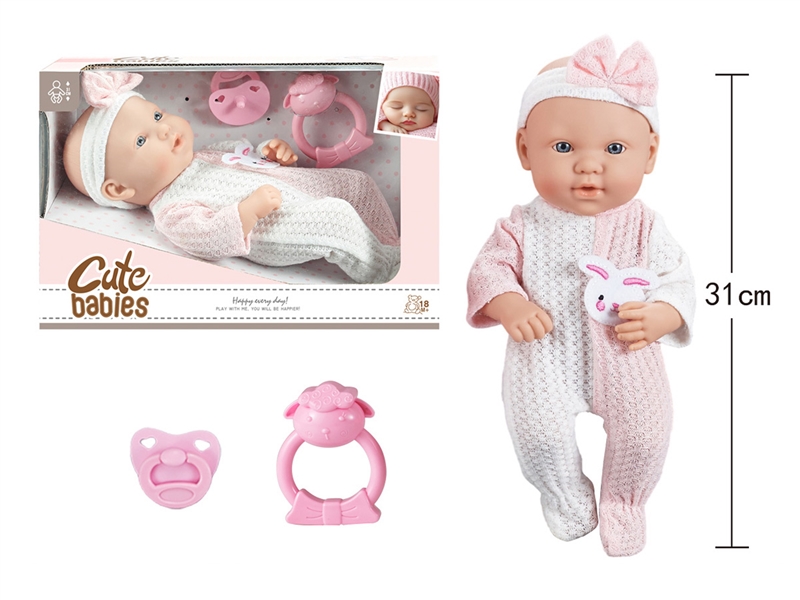 12寸全搪初生婴儿，奶嘴，摇铃，无IC，无功能 - HP1251611