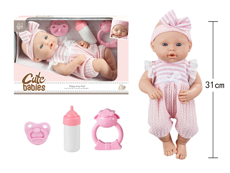 12寸全搪初生婴儿，奶嘴，奶瓶，摇铃，无IC，无功能 - HP1251615