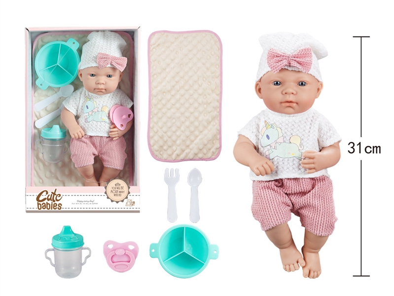 12寸全搪初生婴儿，带奶嘴，夜光杯，餐具，被子，无IC，无功能 - HP1251646