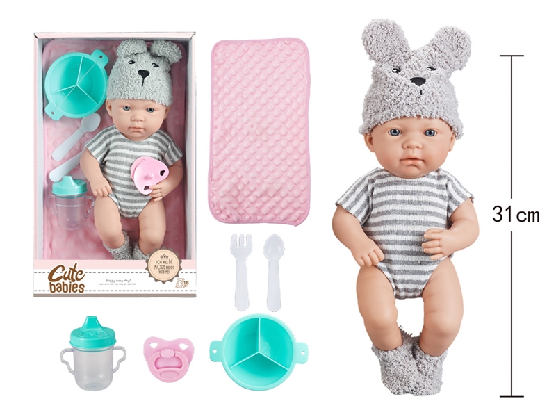 12寸全搪初生婴儿，带奶嘴，夜光杯，餐具，被子，无IC，无功能 - HP1251647