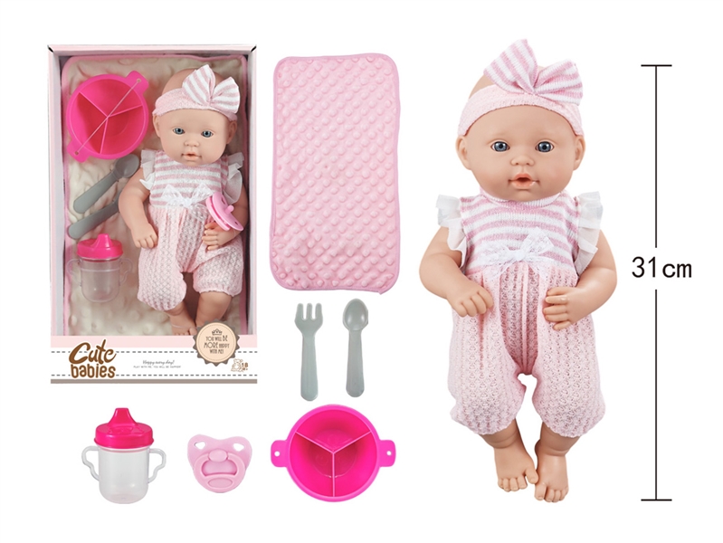 12寸全搪初生婴儿，带奶嘴，夜光杯，餐具，被子，无IC，无功能 - HP1251648