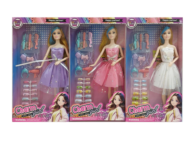 11寸实身多关节芭比配美甲吸塑板开窗盒装 - HP1252228