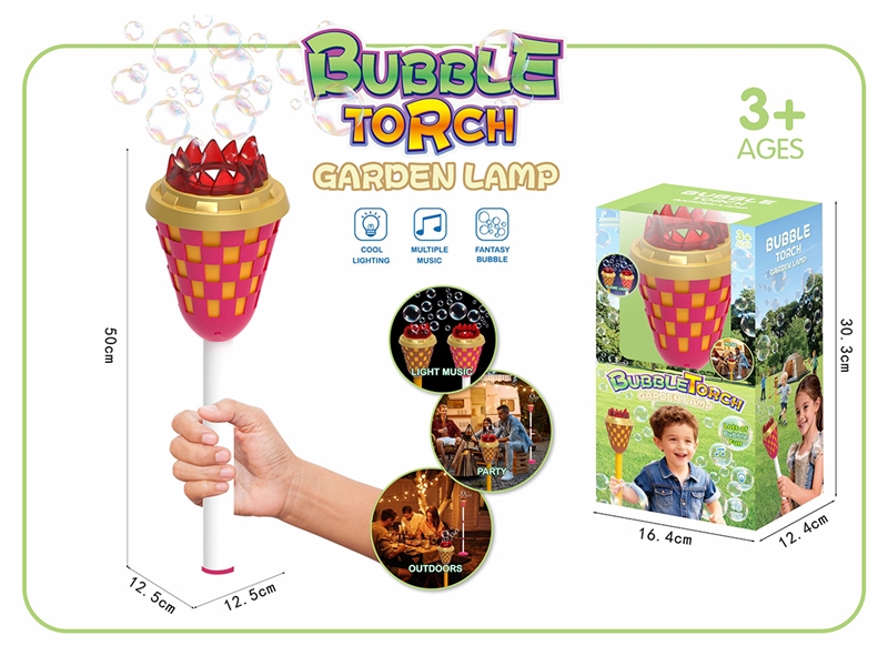 BUBBLE TORCH GARDEN LAMP W/LIGHT & MUSIC,100ML - HP1252837