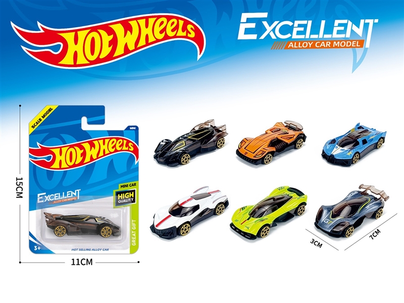 1:64 FRICTION DIE-CAST CAR，6ASST - HP1252990