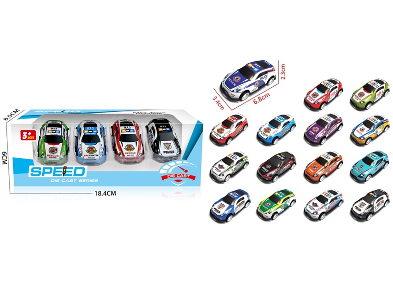 PULL BACK DIE-CAST CAR 4PCS - HP1255096