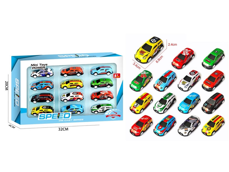 PULL BACK DIE-CAST CAR 12PCS - HP1255100