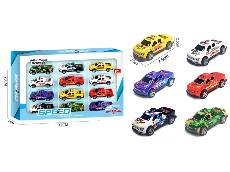 PULL BACK DIE-CAST CAR 12PCS - HP1255104