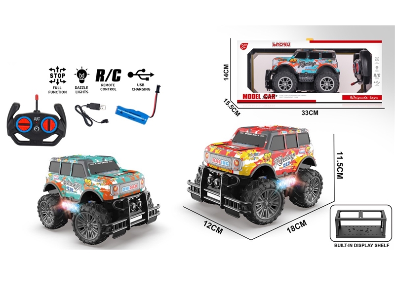 1:16 4-CHANNE R/C CAR W/LIGHT(INCLUDED BATTERY),2COLOURS - HP1255677
