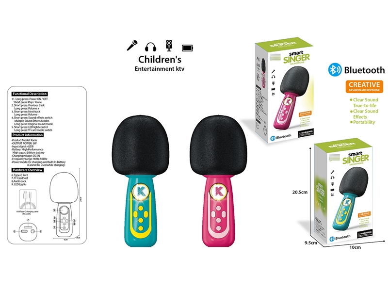 MICROPHONE W/BLUETOOTH & LIGHT & MUSIC,2COLOURS - HP1255818