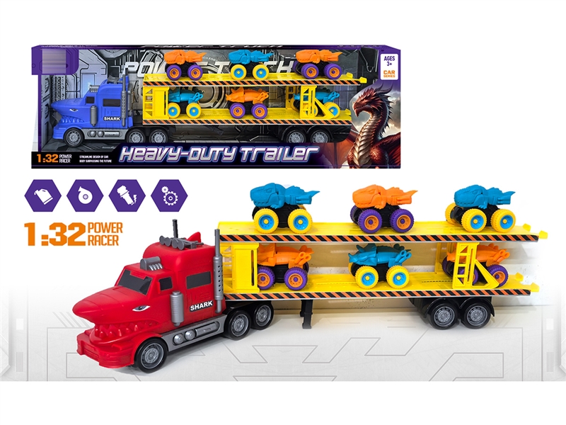 FRCITION SHARK TRUCK W/FREE WAY CAR 6PCS,2COLOURS - HP1255958