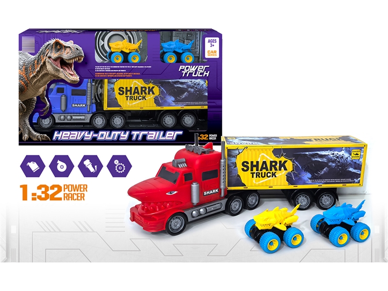 FRCITION SHARK TRUCK W/FREE WAY CAR 2PCS & CAN OPEN THE DOOR,2COLOURS - HP1255968