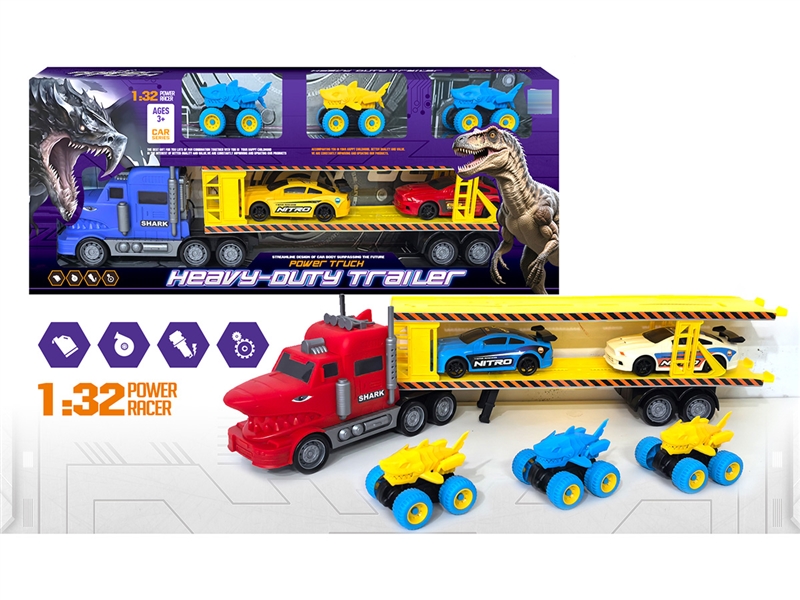 FRCITION SHARK TRUCK W/FREE WAY CAR 5PCS,2COLOURS - HP1255972
