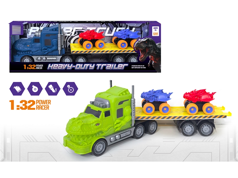 FRCITION DINOSAUR TRUCK W/FREE WAY CAR 2PCS,2COLOURS - HP1255981