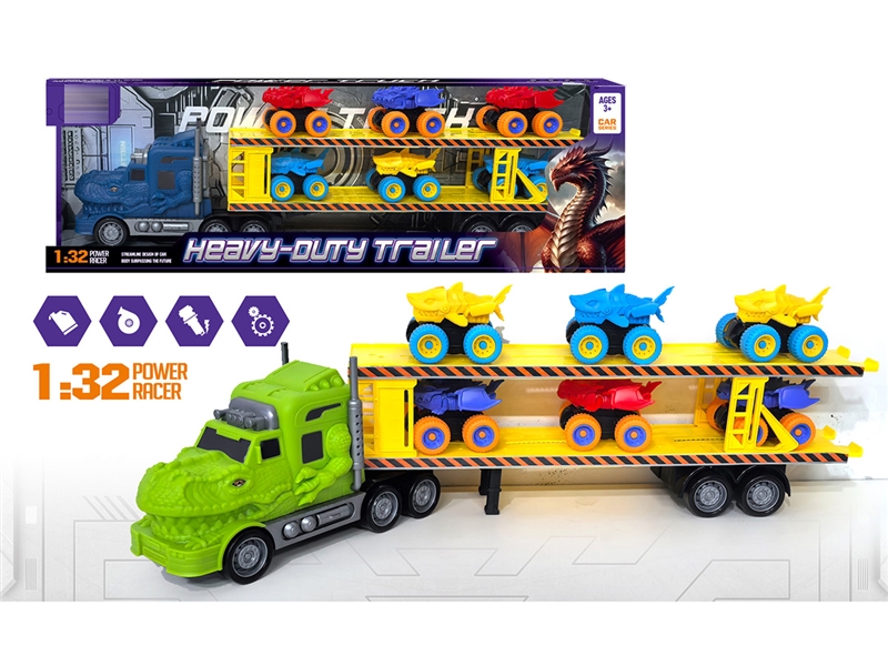 FRCITION DINOSAUR TRUCK W/FREE WAY CAR 6PCS,2COLOURS - HP1255991