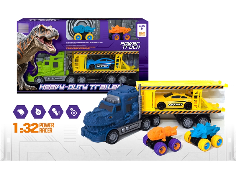 FRCITION DINOSAUR TRUCK W/FREE WAY CAR 3PCS,2COLOURS - HP1256001