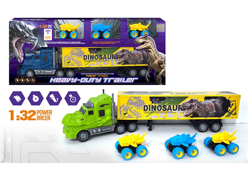FRCITION DINOSAUR TRUCK W/FREE WAY CAR 3PCS & CAN OPEN THE DOOR,2COLOURS - HP1256010