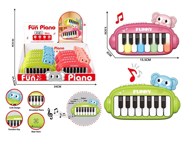 MUSIC PIANO W/LIGHT & MUSIC,2COLOURS,12PCS/DISPLAY BOX - HP1256082