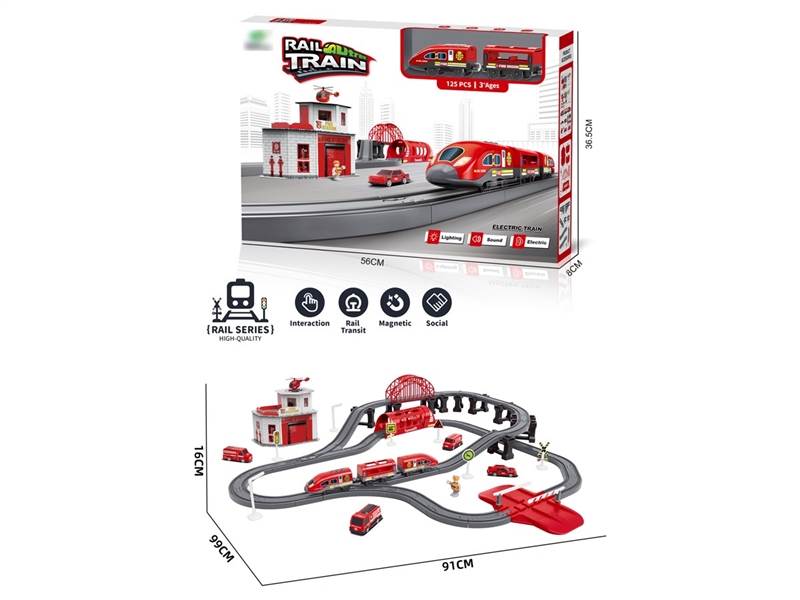 B/O TRACK FIRE TRUCK 125PCS W/LIGHT & SOUND - HP1257387
