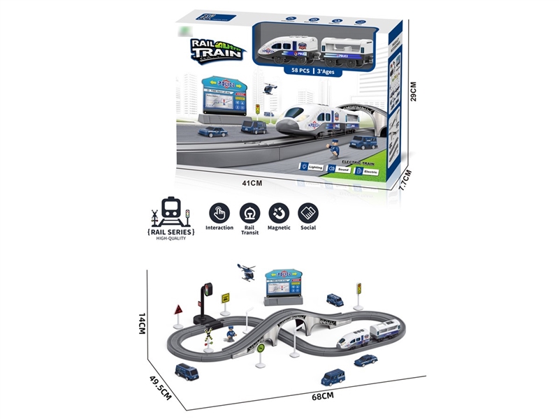 B/O TRACK POLICE CAR 58PCS W/LIGHT & SOUND - HP1257390