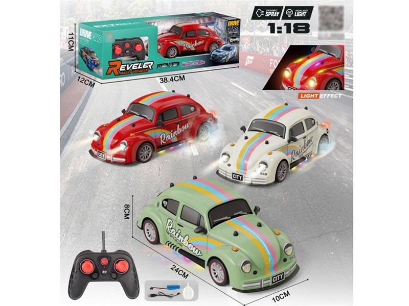 1:18 5-CHANNEL R/C CAR W/LIGHT & SPRAY(INCLUDED BATTERY）,3COLOURS - HP1257848