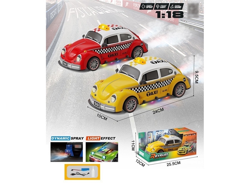 FRICTION CAR W/LIGHT & MUSIC & SPRAY(INCLUDED BATTERY）,2COLOURS - HP1257879