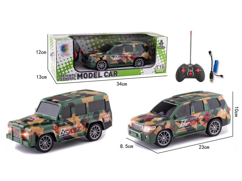 1:18 4-CHANNEL R/C CAR W/LIGHT(INCLUDED BATTERY),2ASST - HP1258141