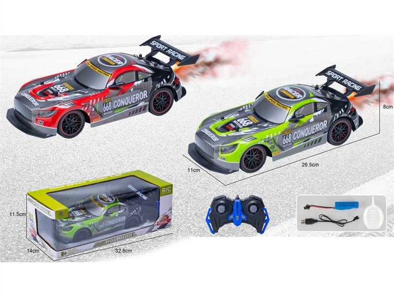 1:16 5-CHANNEL R/C CAR W/LIGHT & SPRAY(INCLUDED BATTERY),2COLOURS - HP1258188
