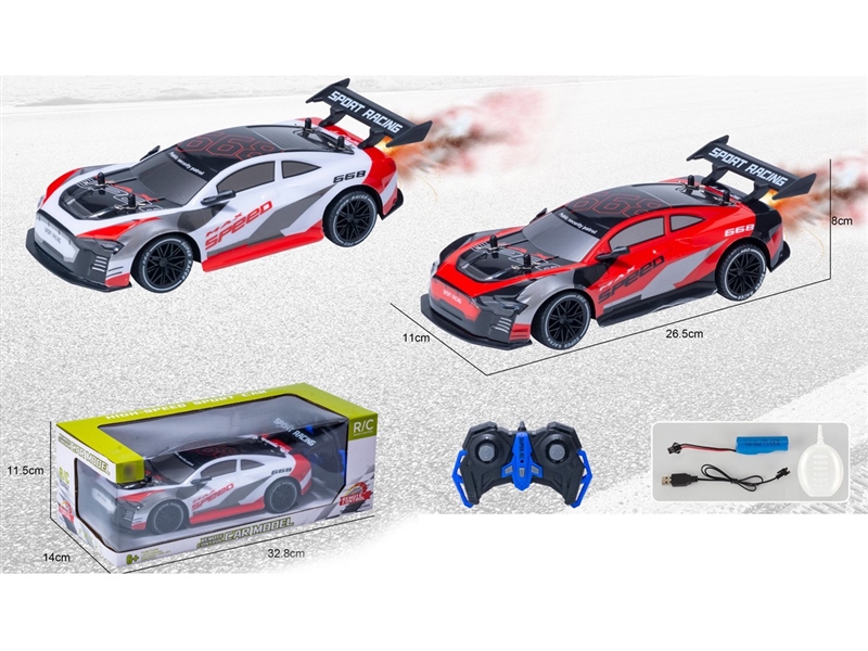1:16 5-CHANNEL R/C CAR W/LIGHT & SPRAY(INCLUDED BATTERY),2COLOURS - HP1258190