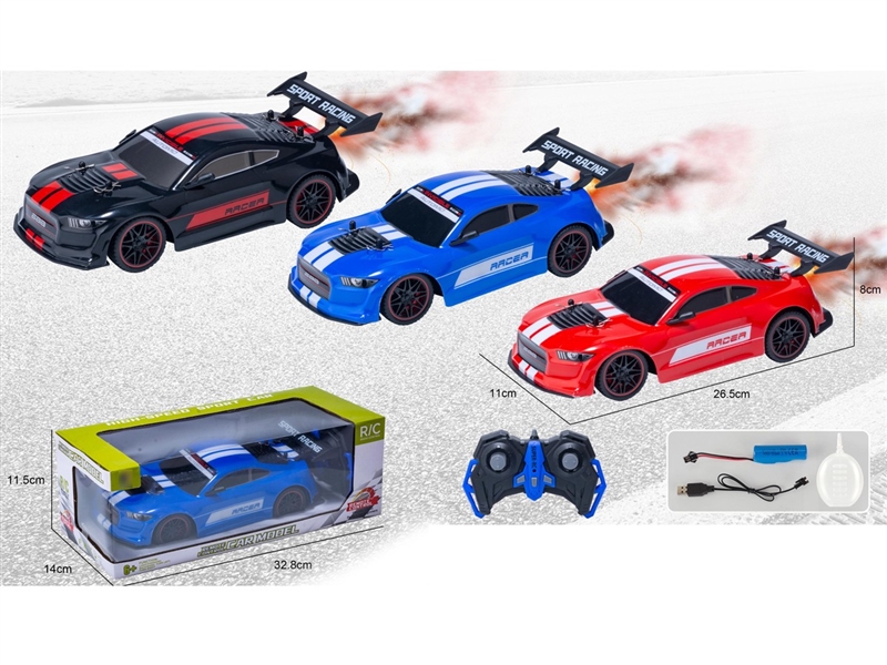 1:16 5-CHANNEL R/C CAR W/LIGHT & SPRAY(INCLUDED BATTERY),3COLOURS - HP1258192
