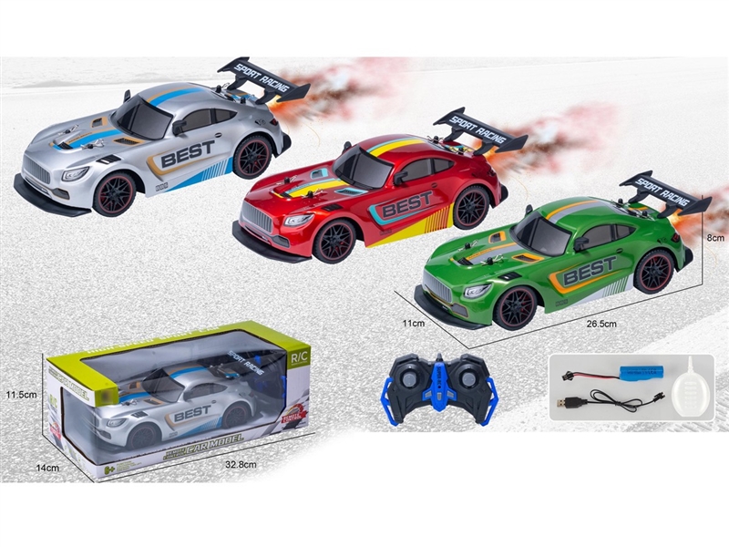 1:16 5-CHANNEL R/C CAR W/LIGHT & SPRAY(INCLUDED BATTERY),3COLOURS - HP1258193
