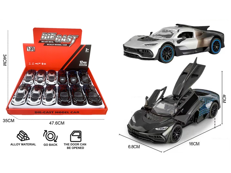 1:32 PULL BACK DIE-CAST CAR W/LIGHT & SOUND，12PCS/DISPLAY BOX(INCLUDED BATTERY) - HP1258199