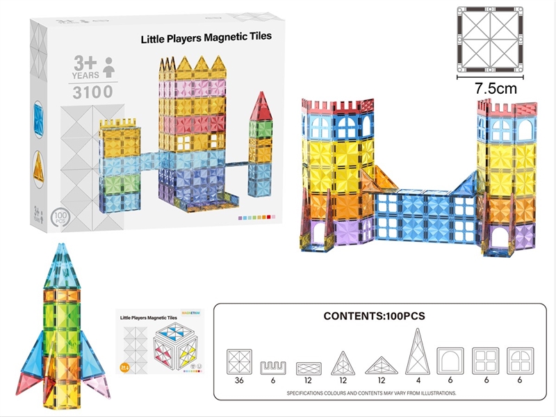 7.5CM MAGNETIC BUILDING TILES 100PCS - HP1259600
