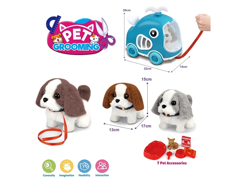 B/O PLUSH DOG W/ACCESSORIES & SOUND & CAN WALK,3COLOURS(NOT INCLUDE BATTERY) - HP1261534