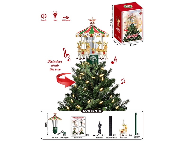 ROTATING CHRISTMAS TREE WITH REINDEER, DIRECT POWER SUPPLY - HP1261639