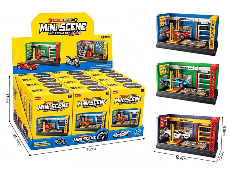 MINI CAR REPAIR SHOP SET 12PCS/DISPLAY BOX,3COLORS - HP1263331