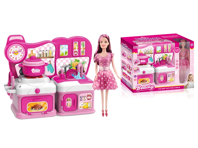 KITCHEN SET W/DOLL & LIGHT & MUSIC & WATER(NOT INCLUDE BATTERY) - HP1263519
