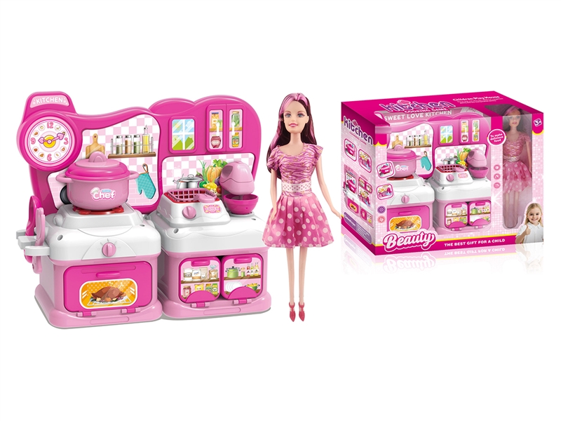 KITCHEN SET W/DOLL & LIGHT & MUSIC(NOT INCLUDE BATTERY) - HP1263520