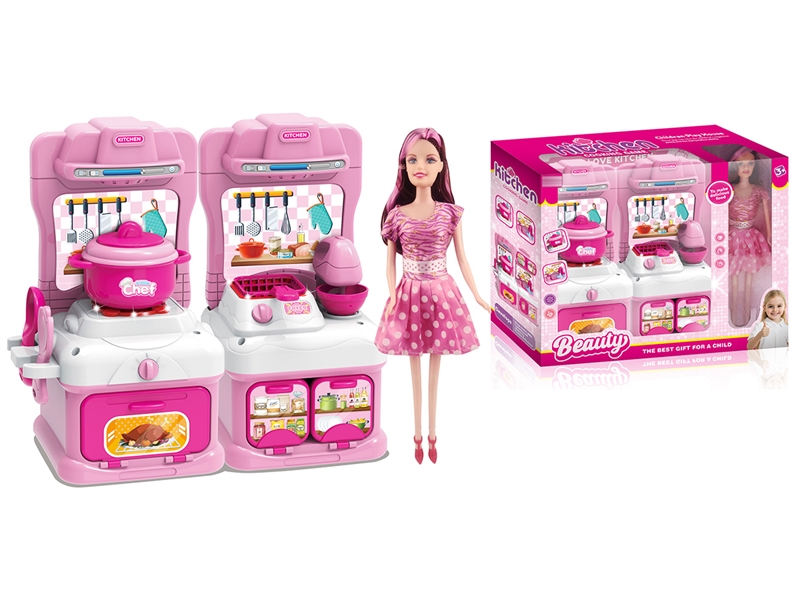 KITCHEN SET W/DOLL & LIGHT & MUSIC(NOT INCLUDE BATTERY) - HP1263526