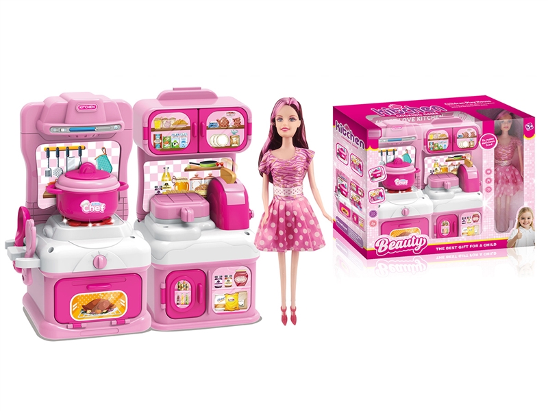 KITCHEN SET W/DOLL & LIGHT & MUSIC(NOT INCLUDE BATTERY) - HP1263527