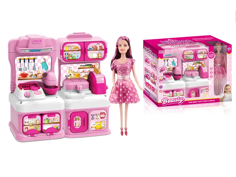 KITCHEN SET W/DOLL & LIGHT & MUSIC(NOT INCLUDE BATTERY) - HP1263530