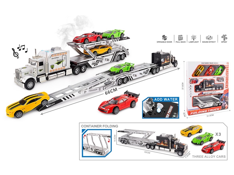 PULL BACK DIE-CAST CAR W/LIGHT & MUSIC & SPRAY & CAN OPPEN THE DOOR(NOT INCLUDED BATTERY) - HP1264286