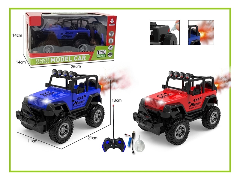 1:18 5-CHANNEL R/C CAR W/LIGHT & SPRAY,2COLORS(INCLUDED BATTERY) - HP1264556