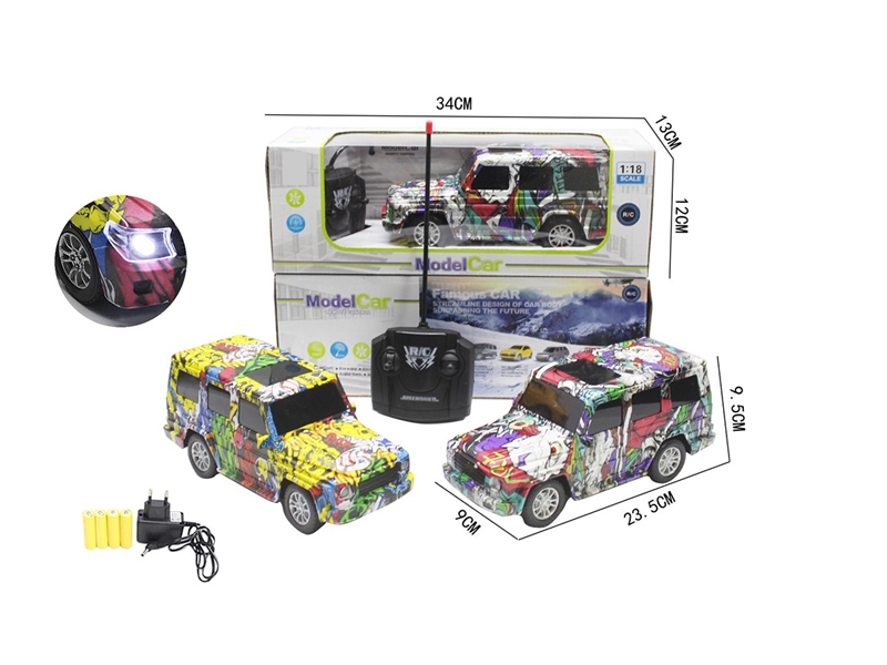 1:18 4-CHANNLE R/C CAR W/LIGHT,2COLORS(INCLUDED BATTERY) - HP1264629