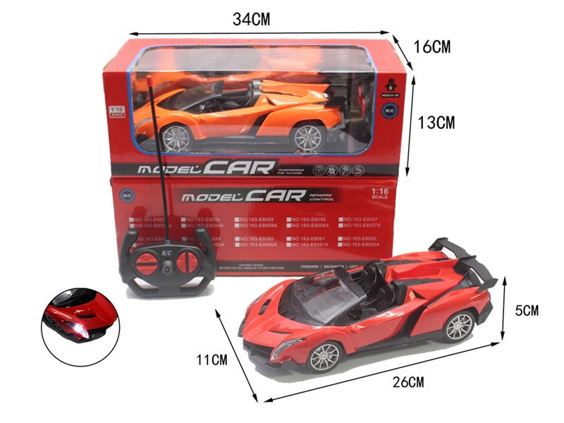 1:16 4-CHANNLE R/C CAR W/LIGHT,2COLORS(NOT INCLUDED BATTERY) - HP1264635