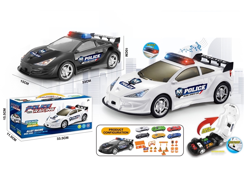 FREE WAY POLICE CAR W/LIGHT & MUSIC & 6PCS DIE-CAST CAR(INCLUDED BATTERY) - HP1265635
