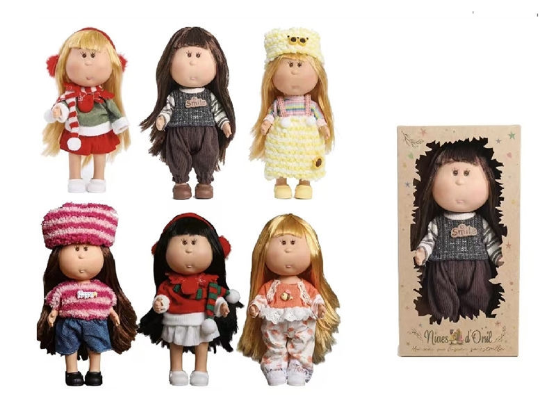 26CM RUBBER DOLL W/3D EYES,6ASST - HP1266528