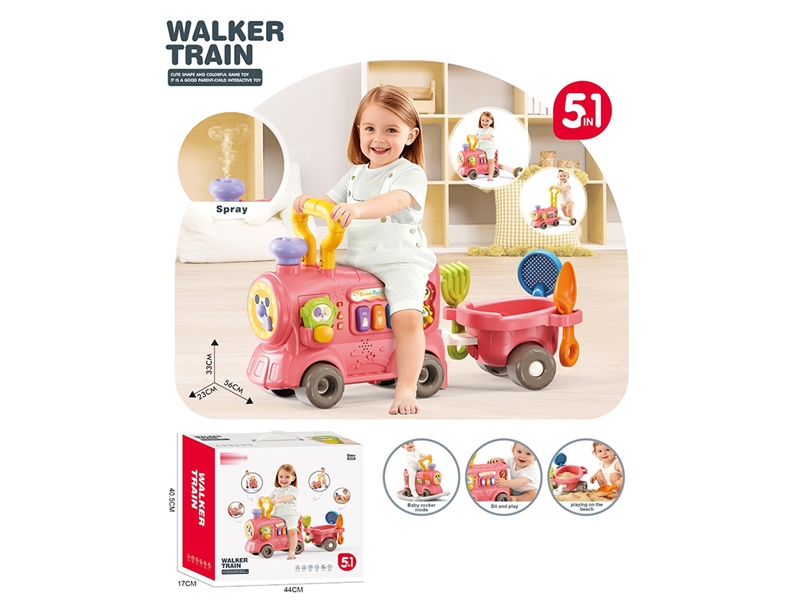 5 IN 1 BABY WALKER TRAIN W/SPRAY & LIGHT & MUSIC(NOT INCLUDE BATTERY) - HP1266868