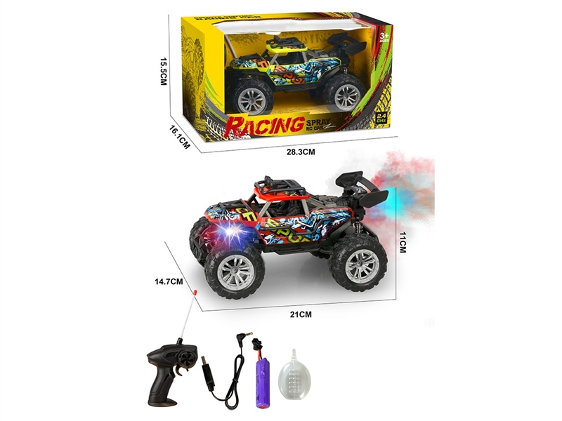 2.4G 1:18 4-CHANNEL R/C CAR W/LIGHT & SPRAY,2COLORS(INCLUDED BATTERY) - HP1267246