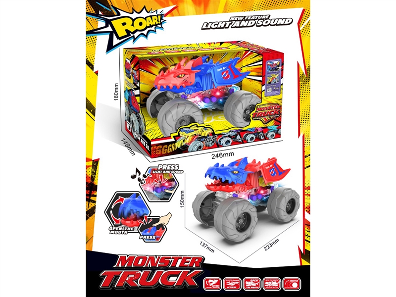 FRICTION MONSTER CAR W/LIGHT & SOUND,2COLOURS - HP1267654
